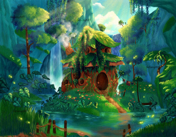 Inspired from the game Genshin Impact Aranara village